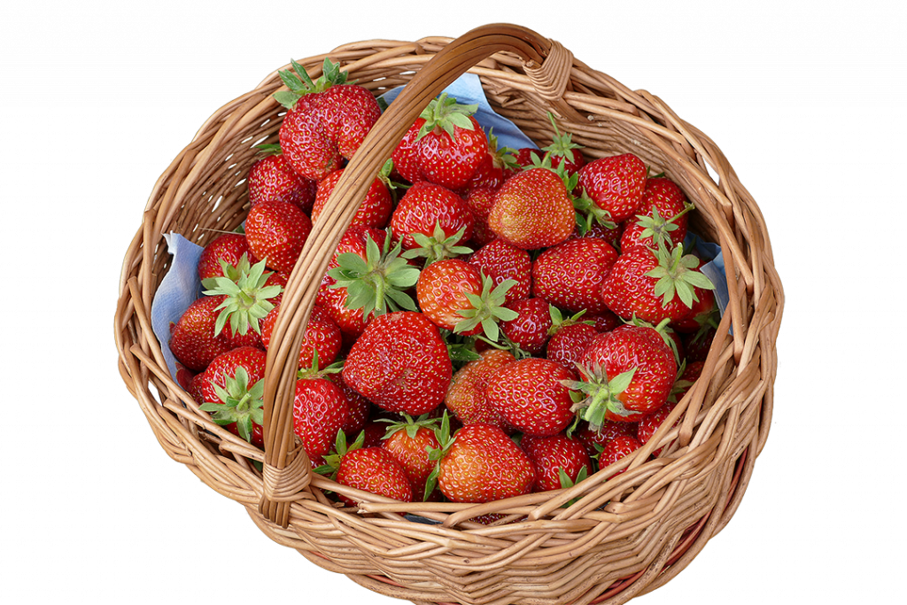 Strawberries in a basket.