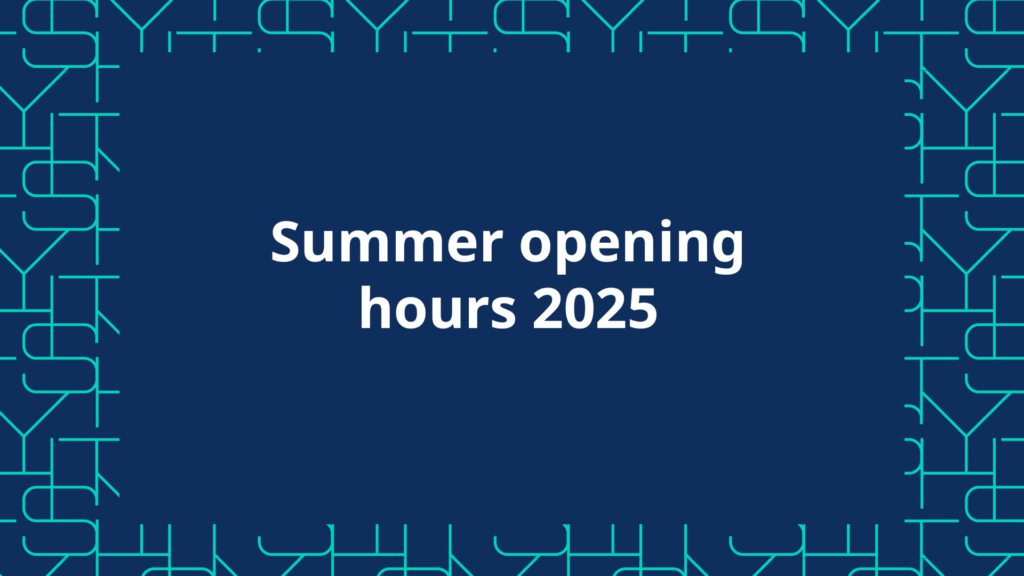 The text "Summer opening hours 2025" on FSHS´s brand template.