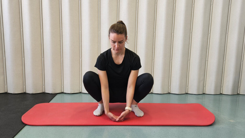 Syvä kyykkyasento. Deep squat. Djuphuksittande.