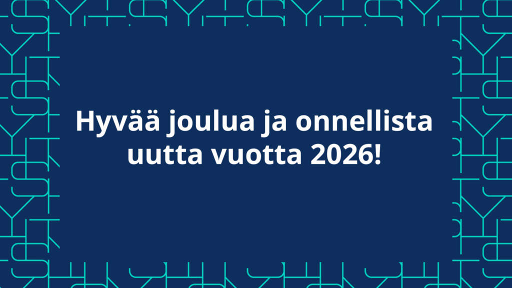 YTHS:n brändipohjalla lukee Hyvää joulua ja onnellista uutta vuotta 2026.